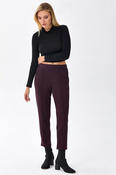 İKİLER Knitted Trousers with Elastic Waist and Pockets
