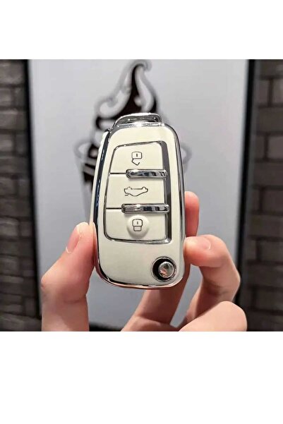 GMA KEYS Audi A1 A3 8P 81 A4 A5 B6 B7 B8 A6 A7 C5 C6 4F Q3 Q5 Q7 Nano Key Protection Case White Silver Color