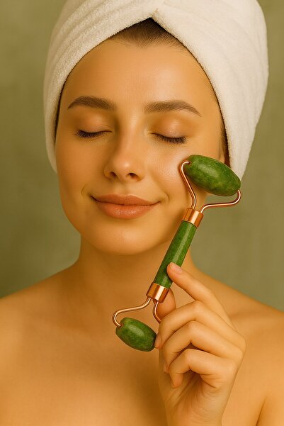 Yasamtohumu Rolă facială din piatră naturală de jad – Instrument de masaj pen...