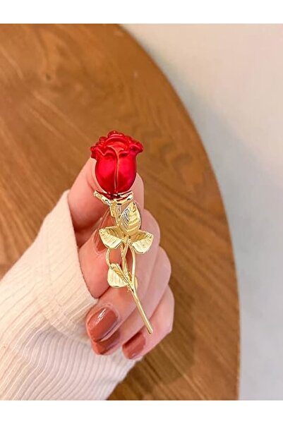 C&On Design METAL KIRMIZI GÜL BROŞ