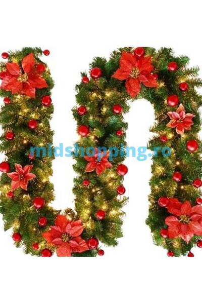 xpress sales Artificial Christmas tree garland 3 m with lights, cones, globes and bows