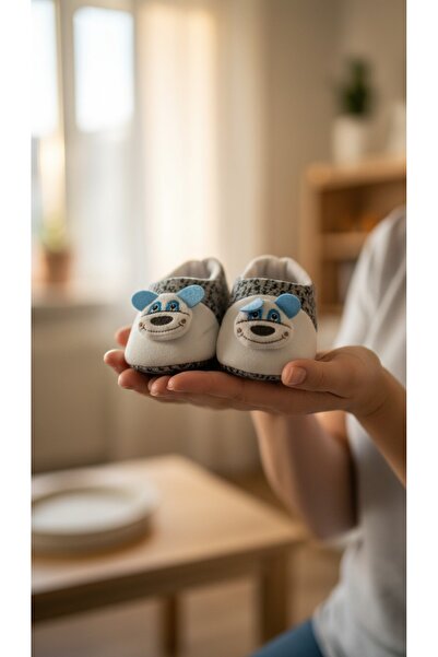 gigigiyim Dog Patterned Baby Boy Slippers
