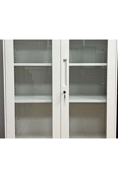 RUBIK خزانة ملفات فولاذية بطول 1.85 متر مع أبواب زجاجية مقواة وقفل بمفتاح (18...