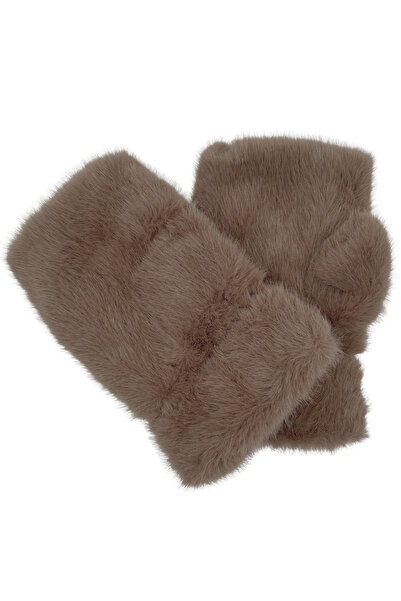 Sofist İstanbul Vizon Kabarık Tüylü Parmaksız Yumuşak Peluş Kadın Eldiven