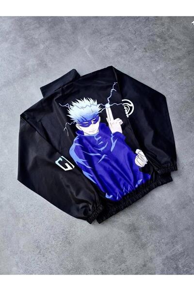 RAWEA FASHİON Zippered Digital Printed Windbreaker - Black