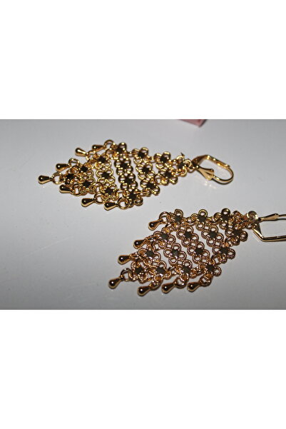 Kudi Gold renk sallantılı Çelik Küpe modelli