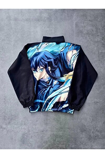 RAWEA FASHİON Zippered Digital Printed Windbreaker - Black