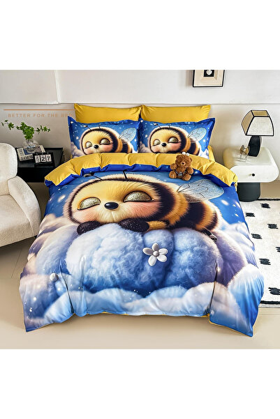 FIONNA.RO Finet 4-Piece Bed Linen With 5D Elastic 1 Person - Sleepy Bee