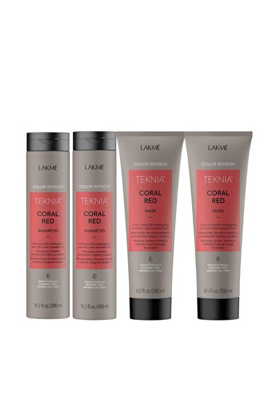 Lakme Σετ Coral Red για βαμμένα κόκκινα μαλλιά — 2 x Σαμπουάν 300ml + 2 x Θερ...