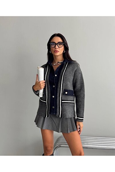 butiksosyete38 Kotlu Triko Ceket