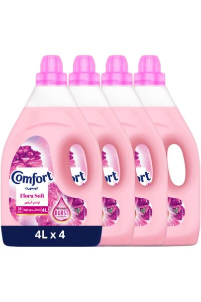 Comfort Fabric Softener Flora Soft, Freshness-Burst Technology, 4 x 4L