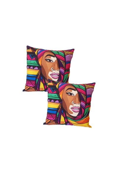 EHA Set of 2 pillowcases, abstract woman color drawing print, 43x43 cm, EHA, 13