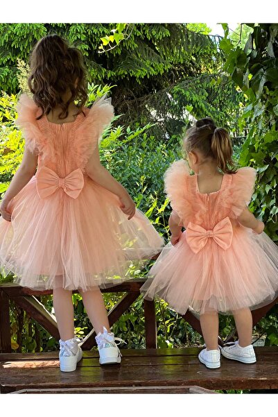 ABİYEKİDS Tulle Glitter Children's Evening Dress Birthday Party Wedding Dress 1/4 Years Old Aby241
