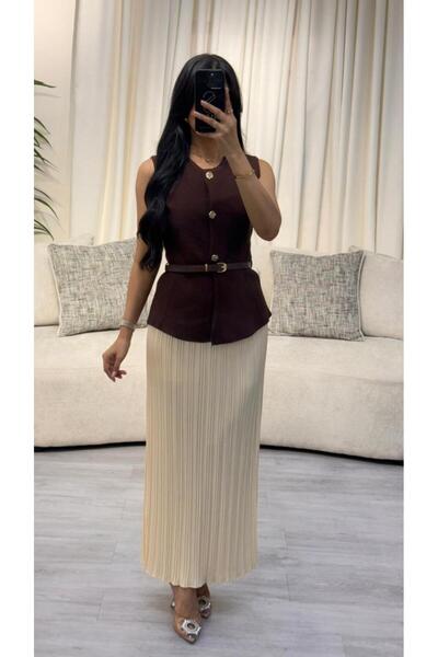SELSAL Vest and pleated skirt set