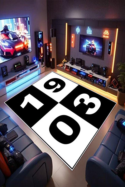 Reyhani TARAFTAR Desenli Kaymaz Taban Makinede Yıkanabilir Gamıng Salon Halıs...