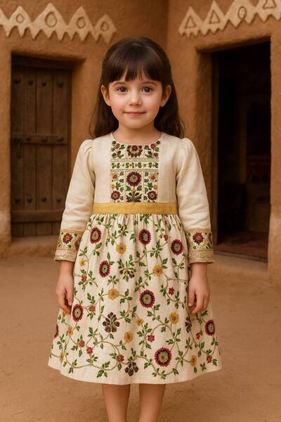 La reina petite فستان شعبي بيج مطرز بأكمام طويلة من لارينا بتيت