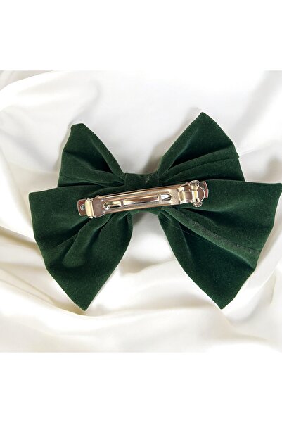 Rachel Suede Velvet Green Large Design Pearl Crystal Stone Bowknot Buckle -16 cm