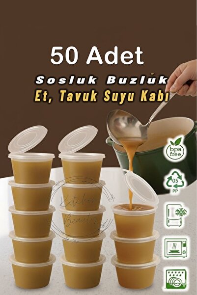 NaviRa Home 50Pcs Leakproof 120ml Mini Storage Container Sauce Bowl Ice Box Container, Broth, Bone Broth, Sauce Container Kitchen