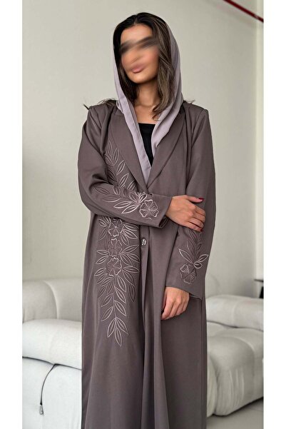 AYA عباية مطرزة باللون البني