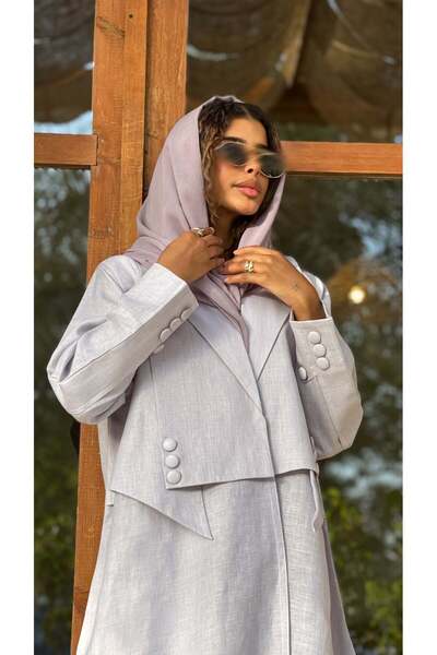 AYA عباية كتان بيج صيفي