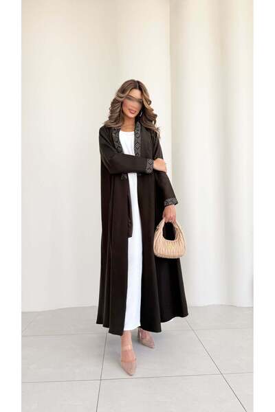 AYA mwt348-Abaya-Olive-Color-with-Embroidery