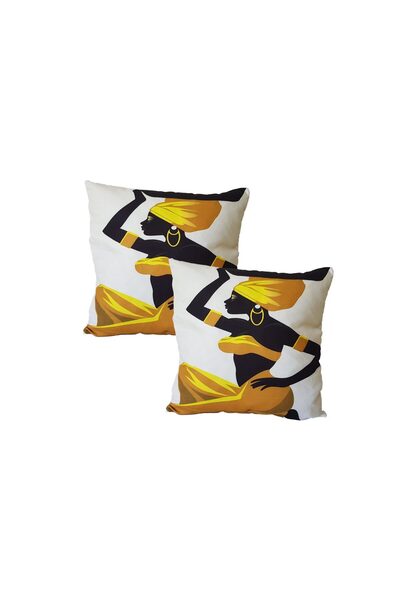 EHA Set 2 fete de perna, poliester, print desen femeie africana, 43x43 cm, EH...