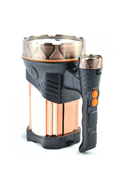 KlaussTech Portable LED Flashlight, 100 W, 5 Lighting Modes, USB Port, 2 Light Types, Rechargeable