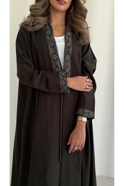 AYA mwt348-Abaya-Olive-Color-with-Embroidery
