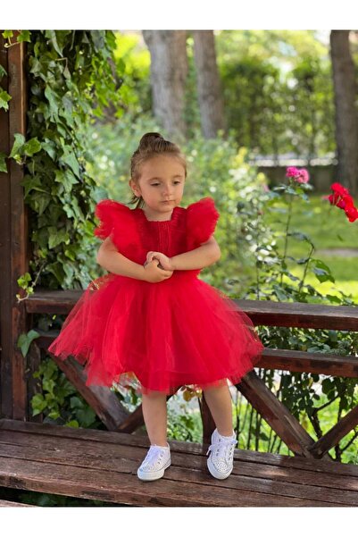 ABİYEKİDS Tulle Glitter Children's Evening Dress Birthday Party Wedding Dress 1/4 Years Old Aby241