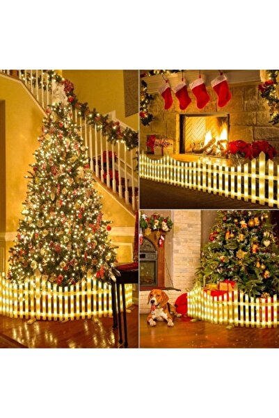 EMATTEIRO Decorative Lighted Fence 3M, LED, 8 Modes, Interconnectable, Ideal For Christmas, Warm White