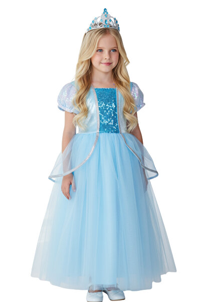 NATS KİDS Sinderella Kül Kedisi Kız Çocuk Kostümü TAÇ HEDİYE