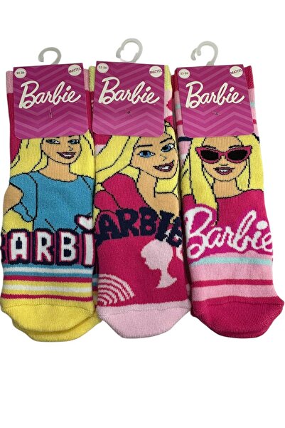 Çimpa 3-Piece Barbie Figured Non-Slip Children's Towel Socks