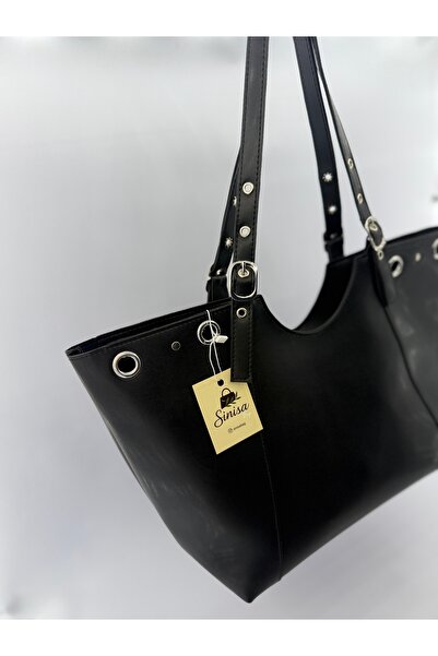 SİNİSA BAG Women's Faux Leather Hand and Shoulder Bag with Ring and Belt Buckle Detail