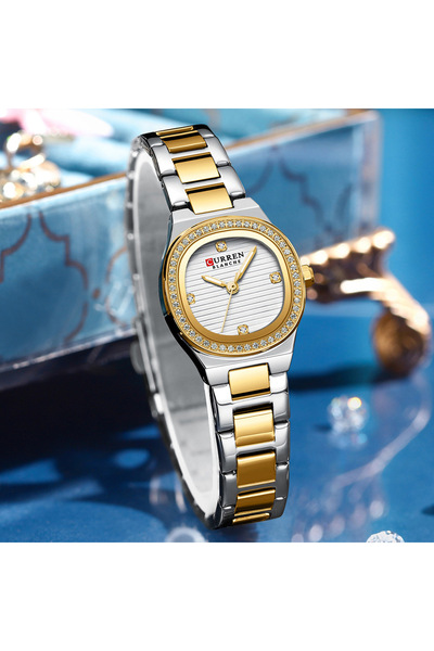 Curren -9101 Original Brand Stainless Steel Band Wrist Watch For Women With Free Box