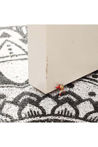 Generic OneDcor Boho Half Round Welcome Door Mat 60x90 cm – Black Leaf