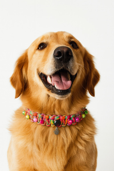 She Sells طوق كلب مصنوع يدويًا من الباراكورد الملون - جلد صناعي قابل للتعديل ...