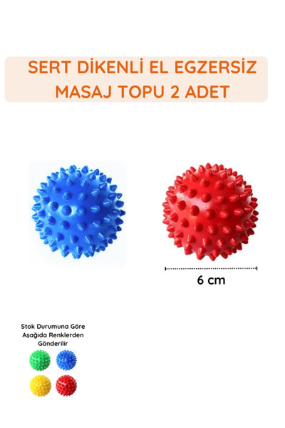 HVM Sert Dikenli Masaj Topu, Duyu Uyarıcı Egzersiz Masaj Topu 2 Adet