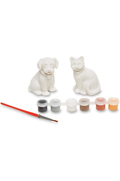 Melissa & Doug Created by Me! Pet Figurines Craft Kit (Resin Dog and Cat, 6 Paints, Paintbrush)