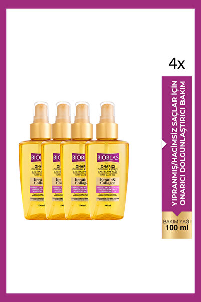 Bioblas Keratin Kolajen Onarıcı Dolgunlaştırıcı Saç Bakım Yağı 100 Ml İnce Yı...