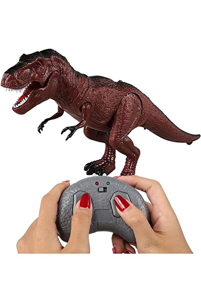 fitto Remote Control T-Rex Dinosaur Toy with Rolling Legs, Glowing Eyes, Sounds and Light