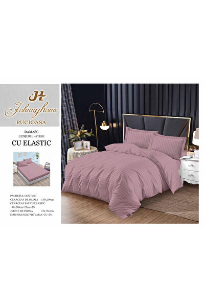 FIONNA.RO Fine Damask Bed Linen With Elastic 1 Person - Pink Minereaux