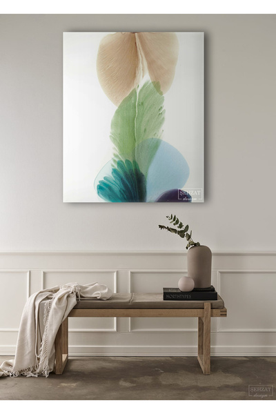 Blue, Green and Brown Abstract Single Vertical Canvas Wall Chart