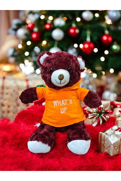 Mellito 35 Cm Tshortlü Bordo Ayı Sevimli T Shortlu Peluş Ayıcık
