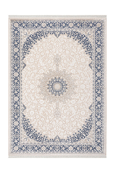 Koza Halı Babil Koleksiyonu 31271B Bej Lacivert – Zarafeti Evinize Taşıyan Şık Dokuma Halı