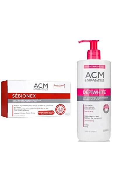 ACM Debi White 500ml Body Moisturizing Lotion for Skin Lightening + Sebionex 100g Cleansing Bar