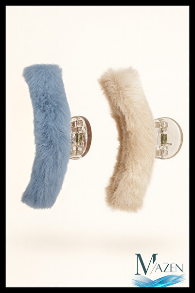 MAZEN Cataramă de pluș de 7 cm |   Set de 2 (albastru-bej) |   Accesoriu pent...