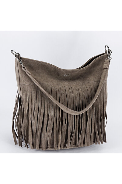 Flora&Co Paris τσάντα σε χρώμα γκρι-καφέ με κρόσσια B-F7515 14