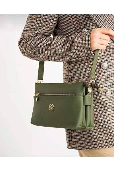 Nudia Geantă de umăr pentru femei, model Hub, cu fermoar cu mai multe compart...