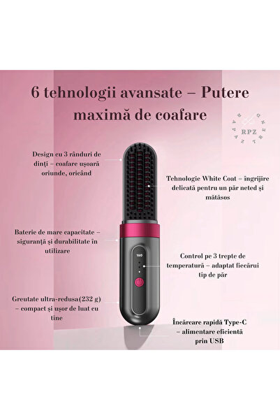 OEM Electric brush, hair rearrangement, 35w, fast heating, 3 temperature settings 160-180-199, 232gr., battery
