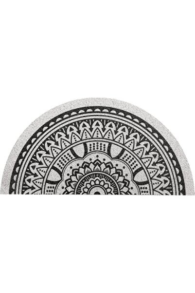 Generic OneDcor Boho Half Round Welcome Door Mat 60x90 cm – Black Leaf